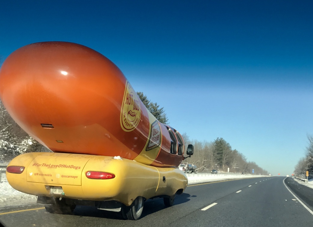 Oscar Meyer hot dog car driving on road