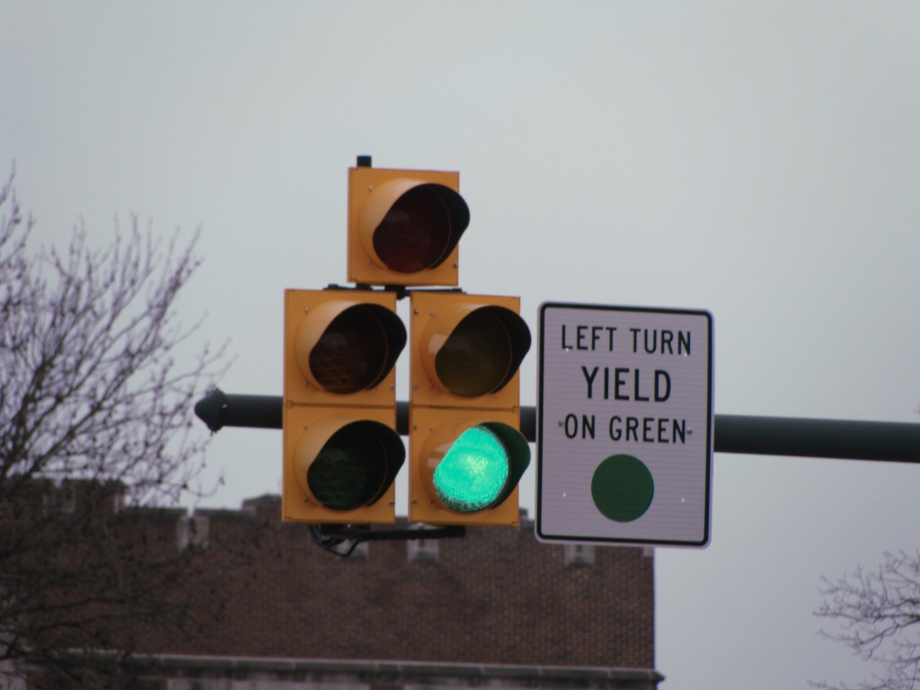 Traffic light lit up green