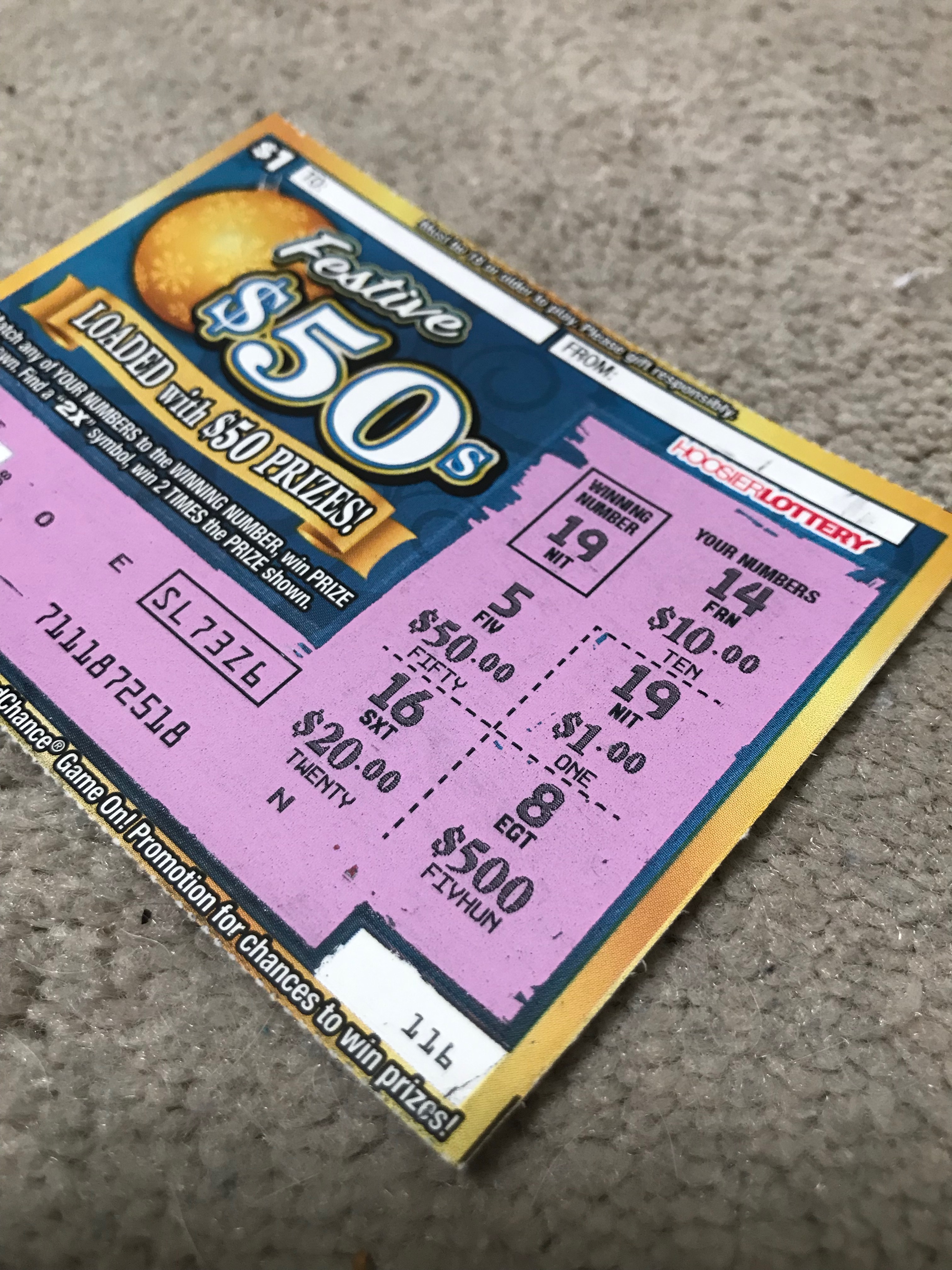 Scratch off Lottery ticket
