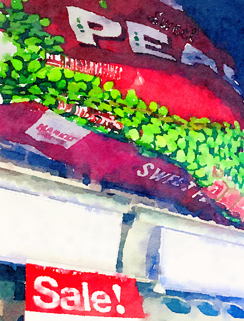 bag of peas with filter to look like a watercolor painting