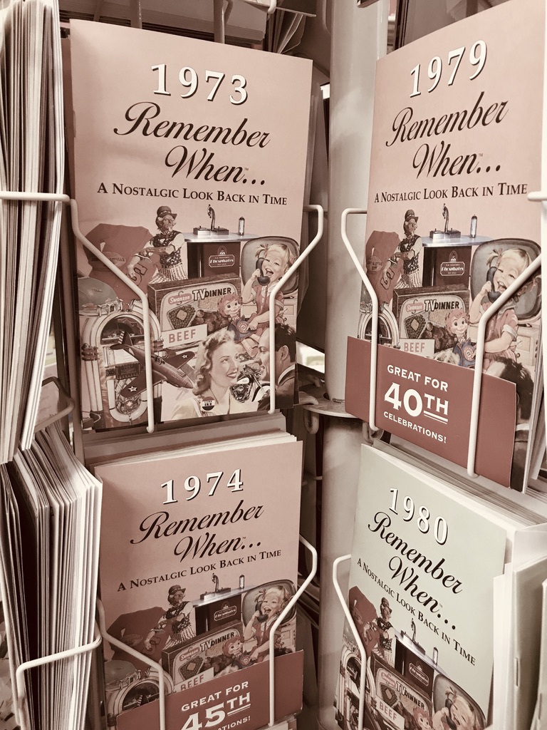 Spinning store rack of "Remember When" books for the year you were born