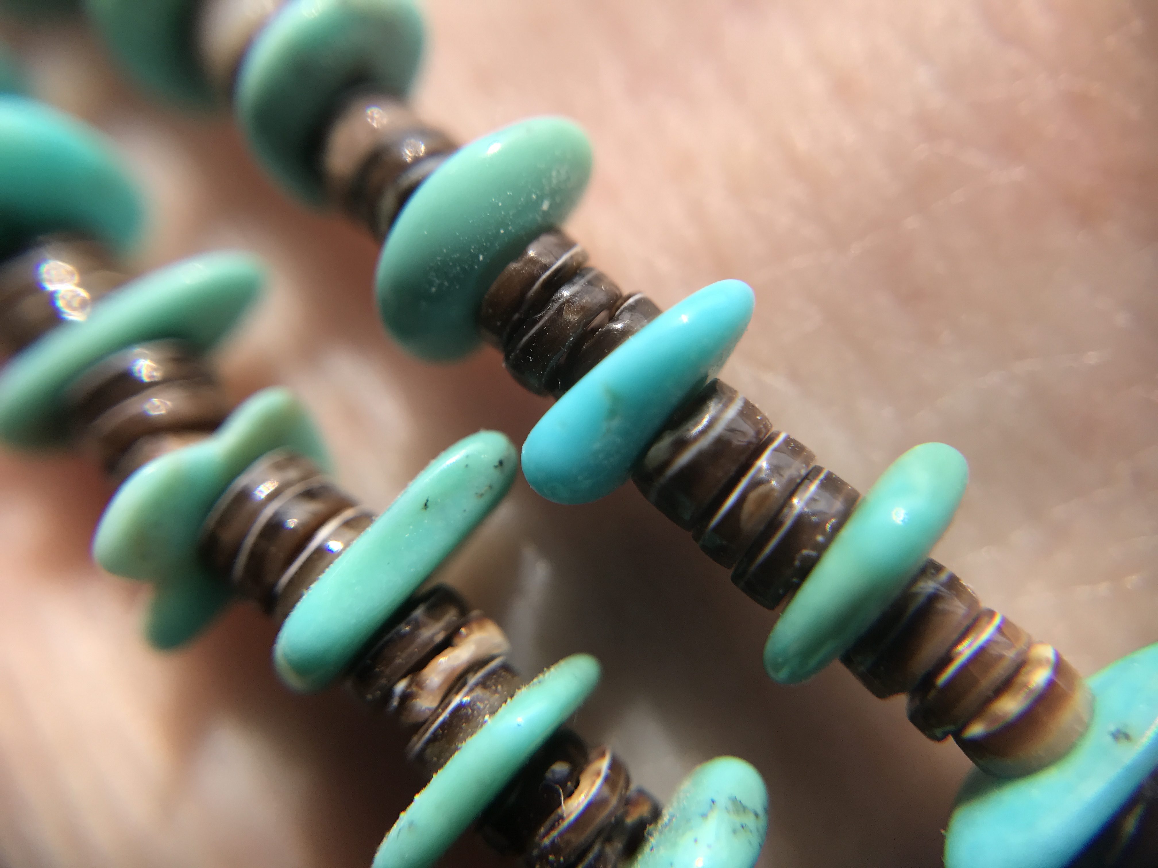 Close up of a Turquoise necklace