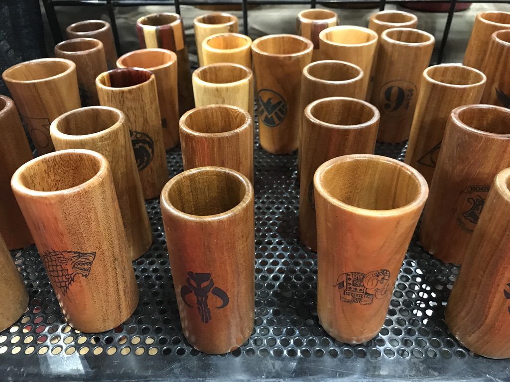 wooden shot glasses