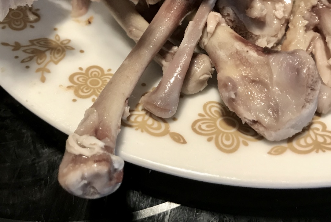 cooked chicken bones on a plate